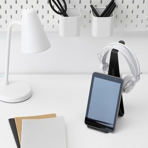 Headset and tablet stand, black